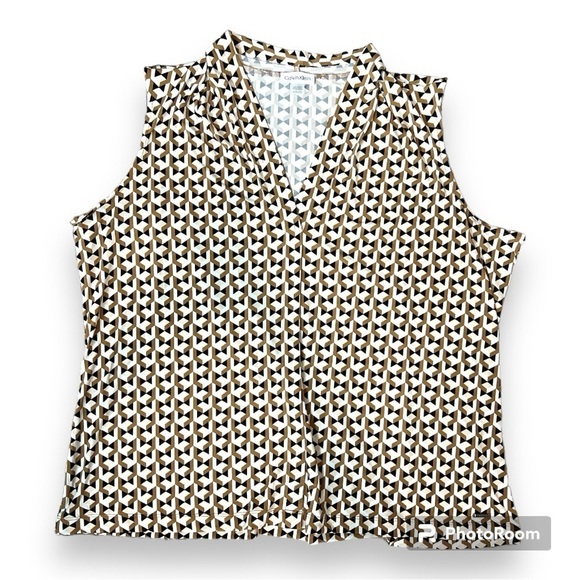 Calvin Klein Tops - Calvin Klein Sleeveless Blouse Geometric XL